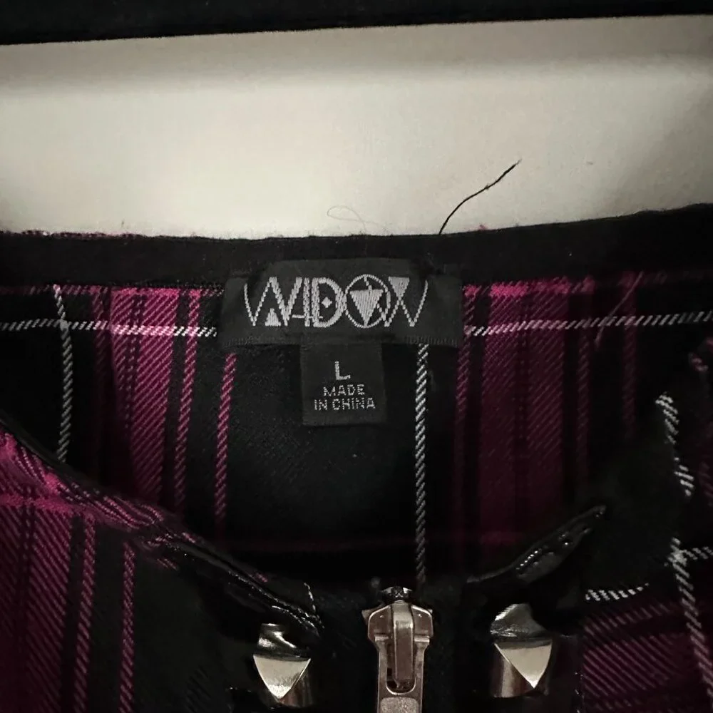 Dolls Kill Charm School Dropout Pink Plaid Bustier Zip Adjustable Top Large - Picture 5 of 7